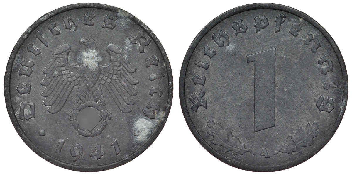 Германия 1 рейхспфенниг 1941 A KM 97, J. 369 цинк 4124-213