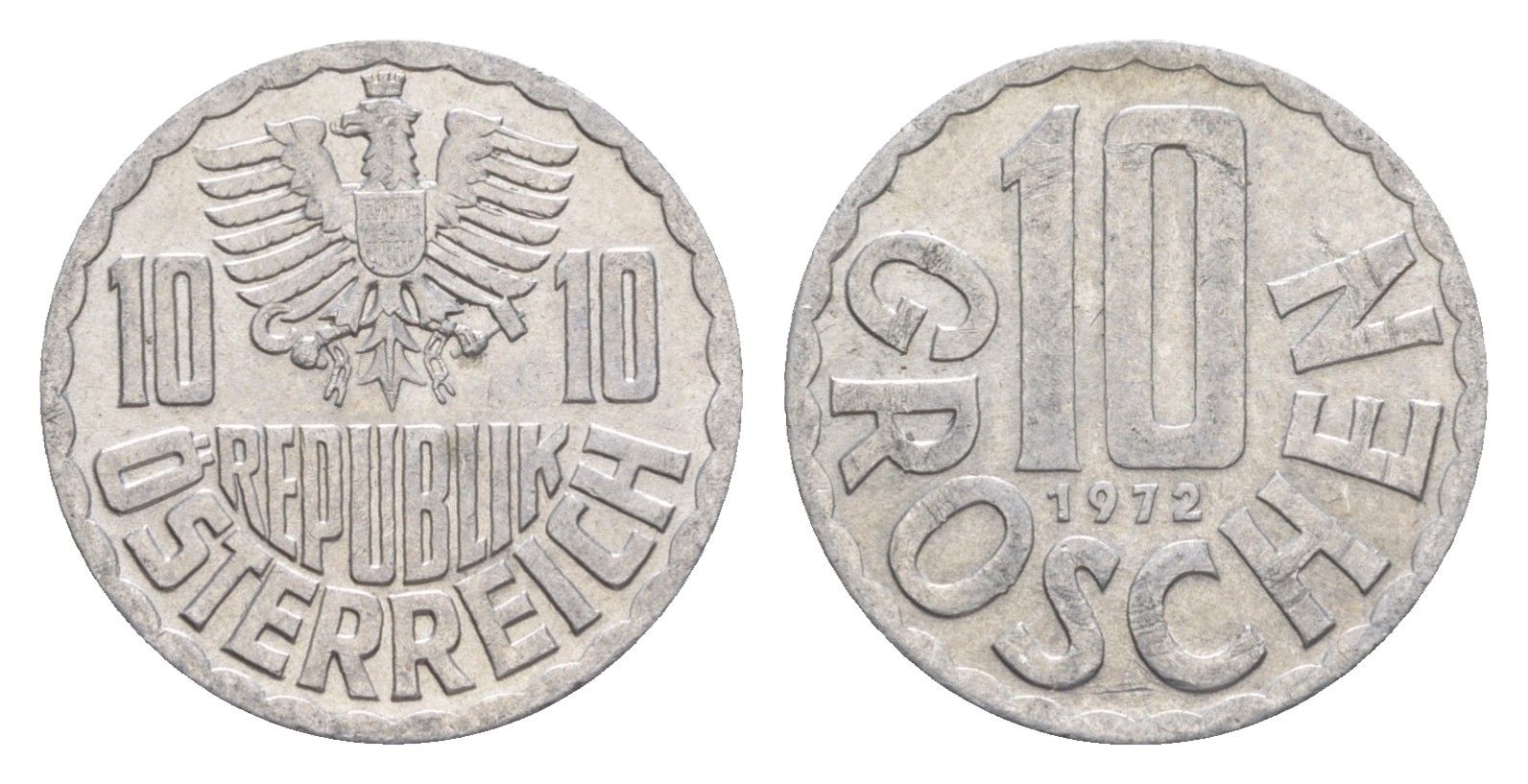 Австрия 10 грошей 1972 KM 2878 алюминий aUNC 4147-222