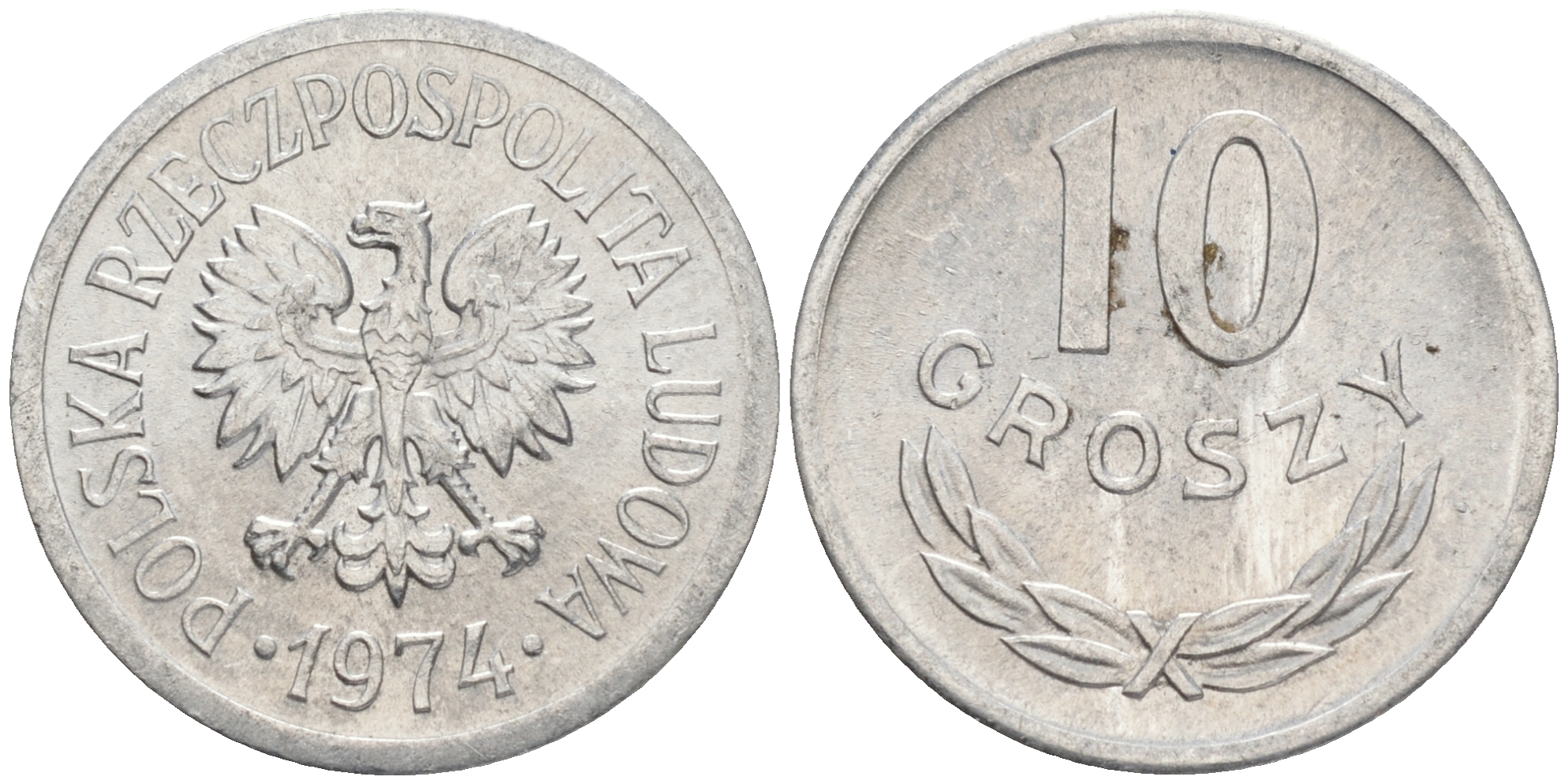 ПОЛЬША 10 ГРОШЕЙ 1974 КРЕМНИЦА KM АА47 алюминий XF 4528-1268