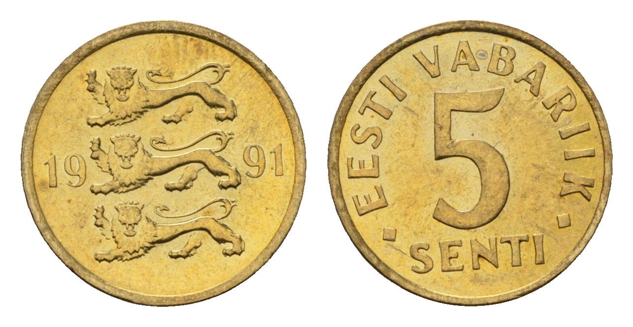 Эстония 5 сентов 1991 KM 21 латунь UNC 4694-1251