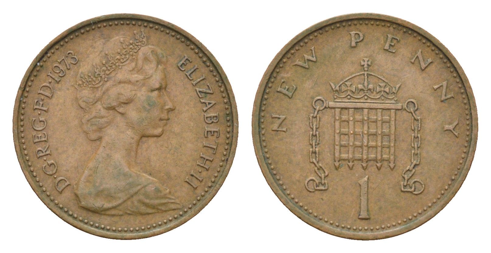 Великобритания 1 пенни 1973 Елизавета II (1952-2022) KM 915, Spink 4237 (B1) бронза 4685-1214