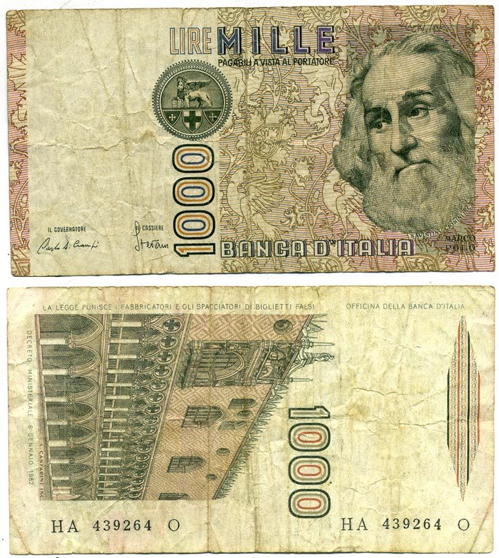 Италия 1000 лир 1982 Дворец дожеи?, Марко Поло Pick 109a 3295-5-3-2