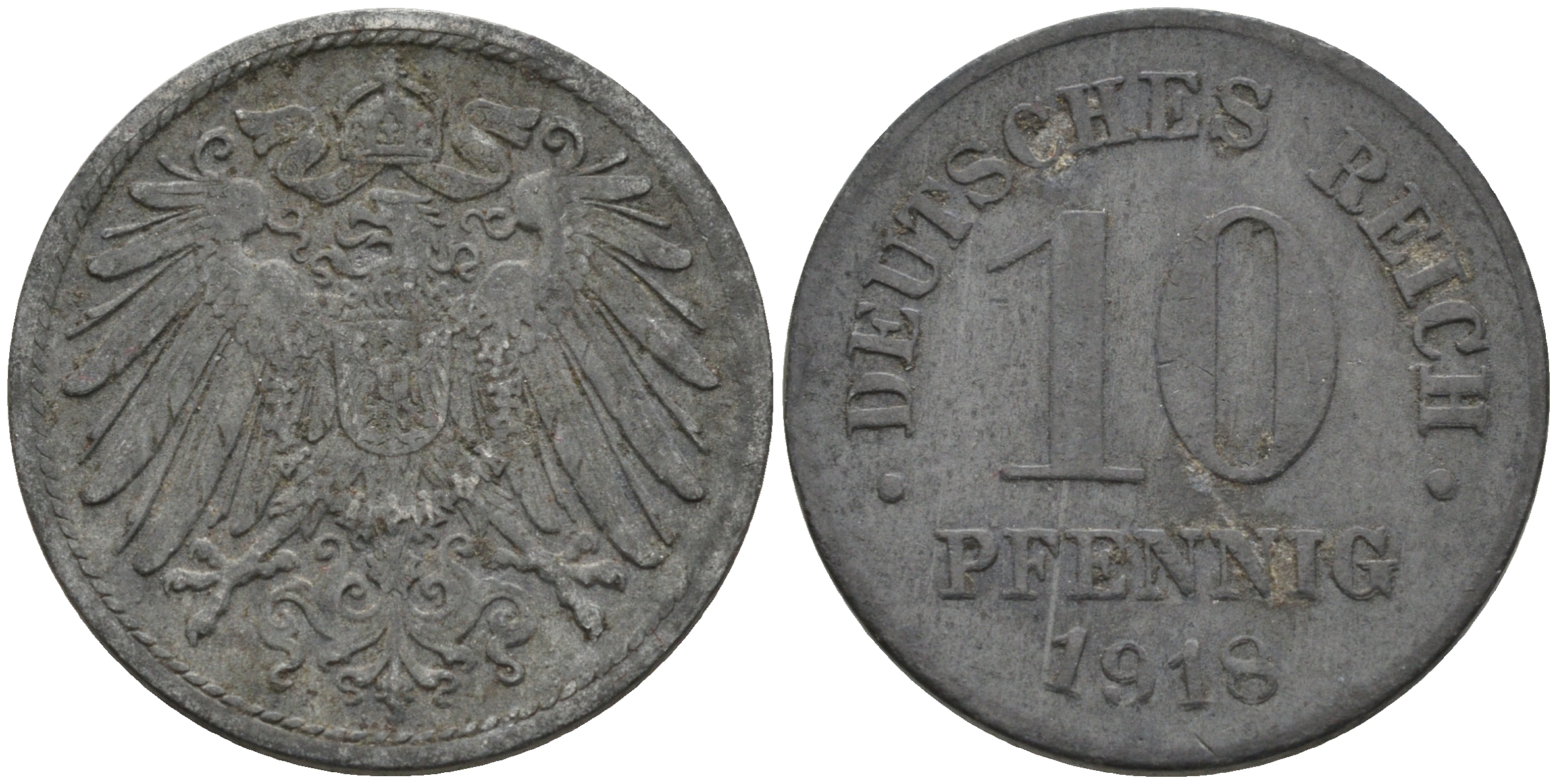 ГЕРМАНИЯ 10 ПФЕННИГОВ 1918 KM 26, J. 299 цинк 75-216