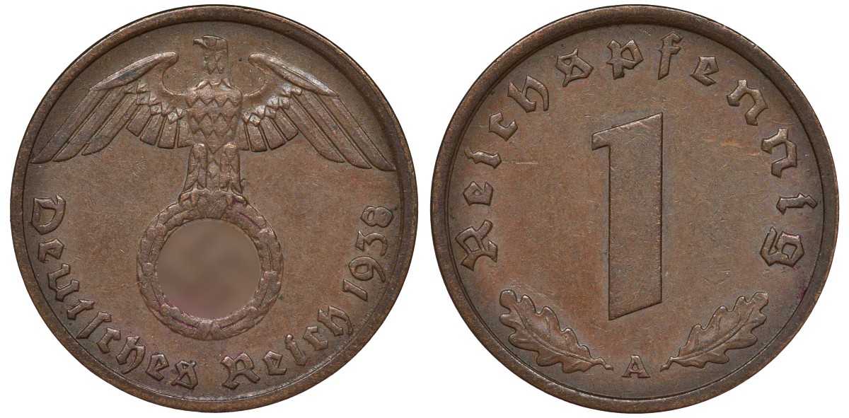 Германия 1 рейхспфенниг 1938 A KM 89 бронза 4164-157