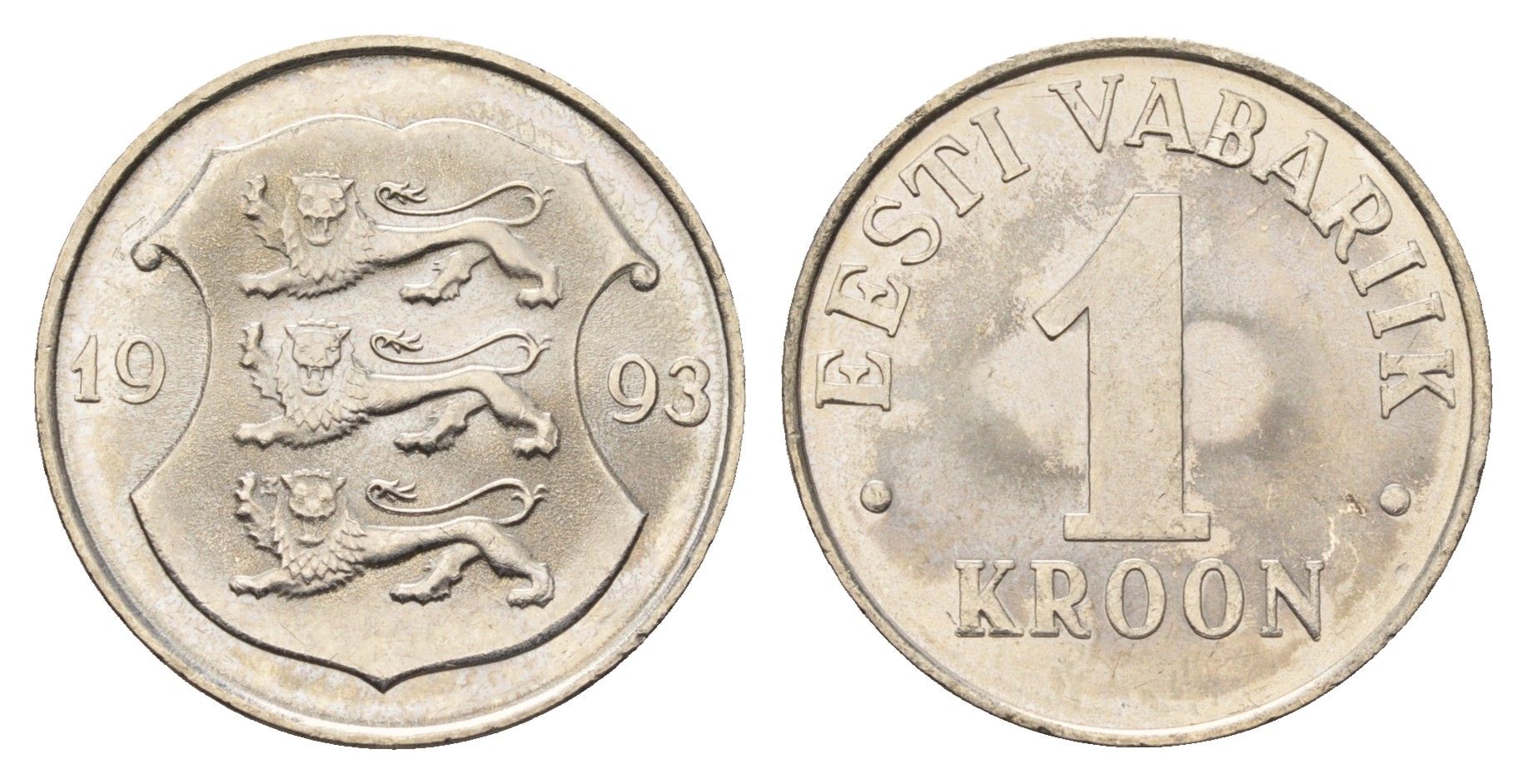 Эстония 1 крона 1993 KM 28 медно-никель UNC 4686-1253