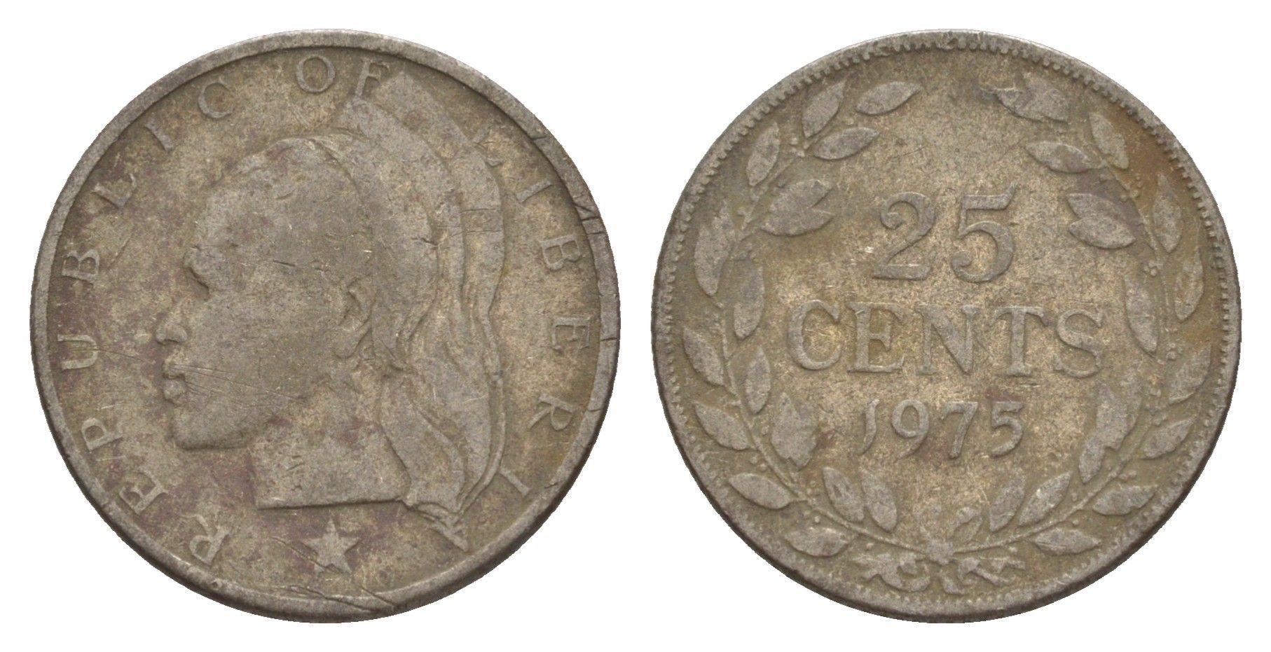 Либерия 25 центов 1975 KM 16a.2 медно-никель 4641-1247