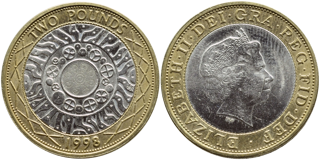 Великобритания 2 фунта 1998 Елизавета II (1952-2022) KM 994, Spink 4570 (K9) (K9) биметалл 41-522