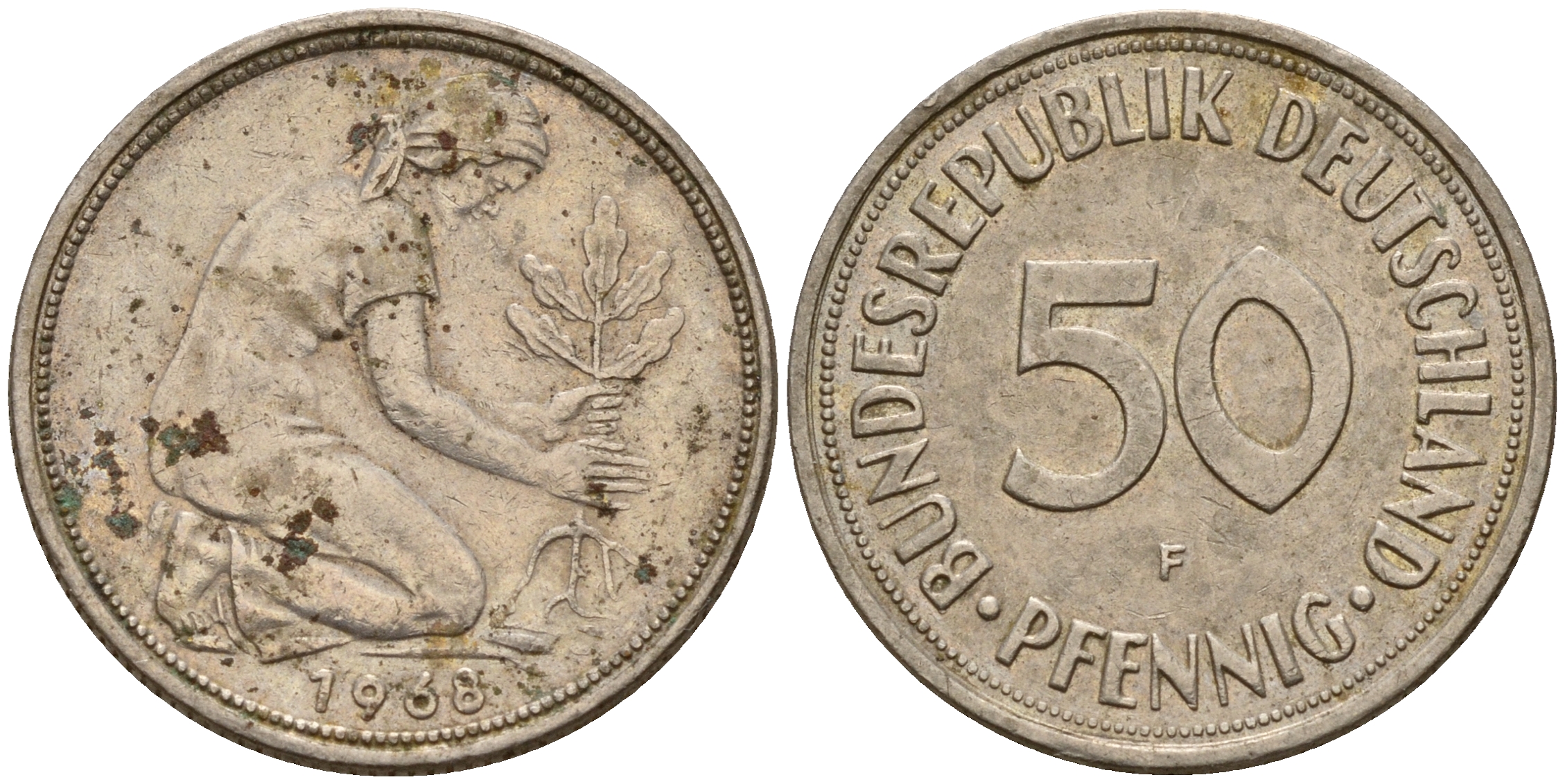 ФРГ 50 пфеннигов 1968 F J. 384, KM 109.1 медно-никель    4602-721