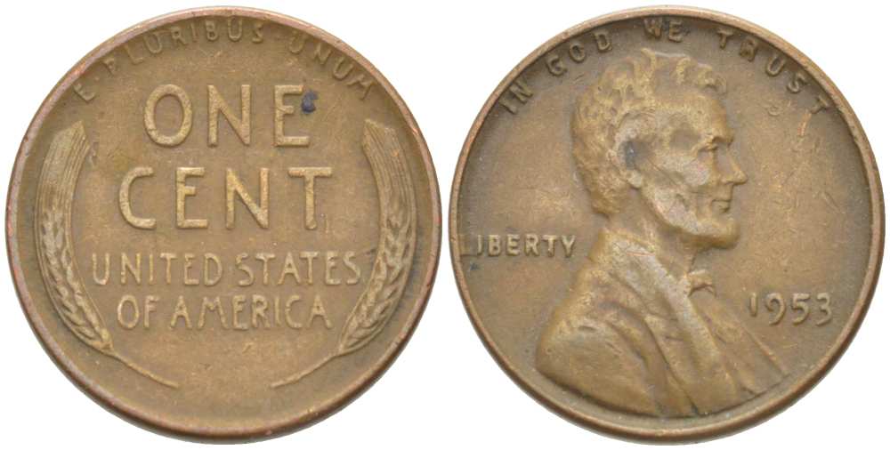 США 1 ЦЕНТ 1953 ЛИНКОЛЬН KM А132 медь цинк 218-968