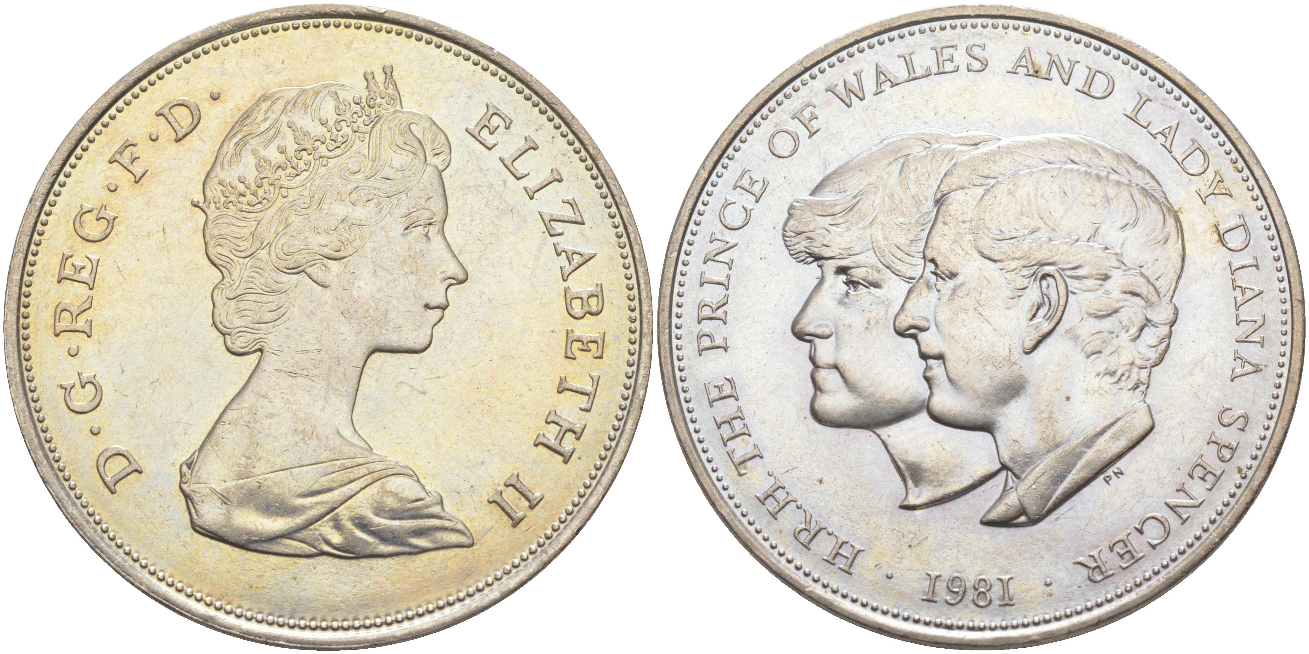 Великобритания 25 пенсов 1981 Королевская свадьба принца Чарльза и леди Дианы, Елизавета II (1952-2022) KM 925, Spink 4229 медно-никель 4552-433