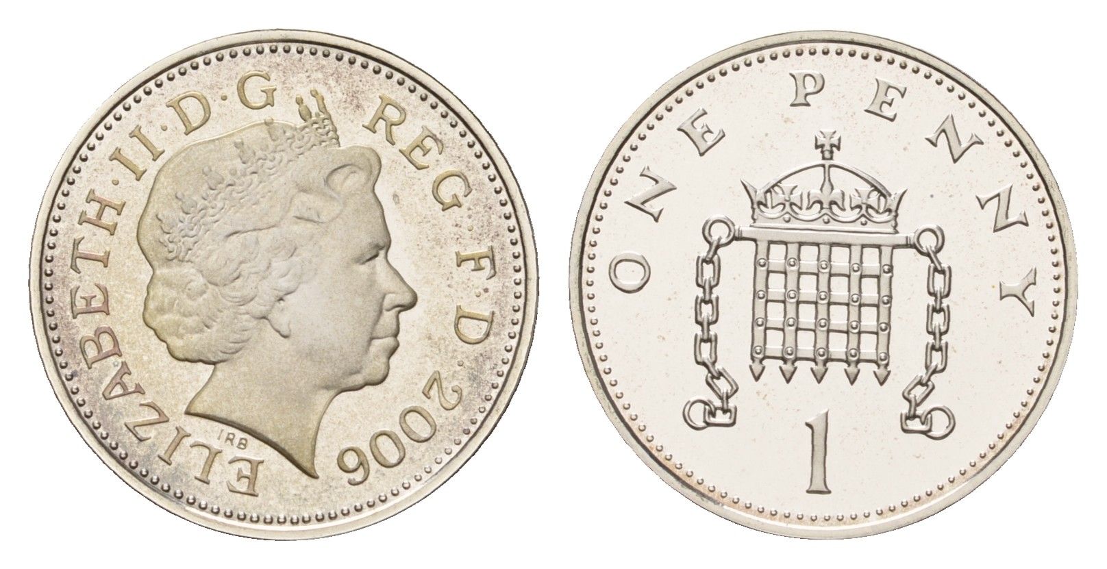 Великобритания 1 пенни 2006 Елизавета II (1952-2022), тираж 8.000 экземпляров KM 986b, Spink B5 серебро PROOF 1095-8-32