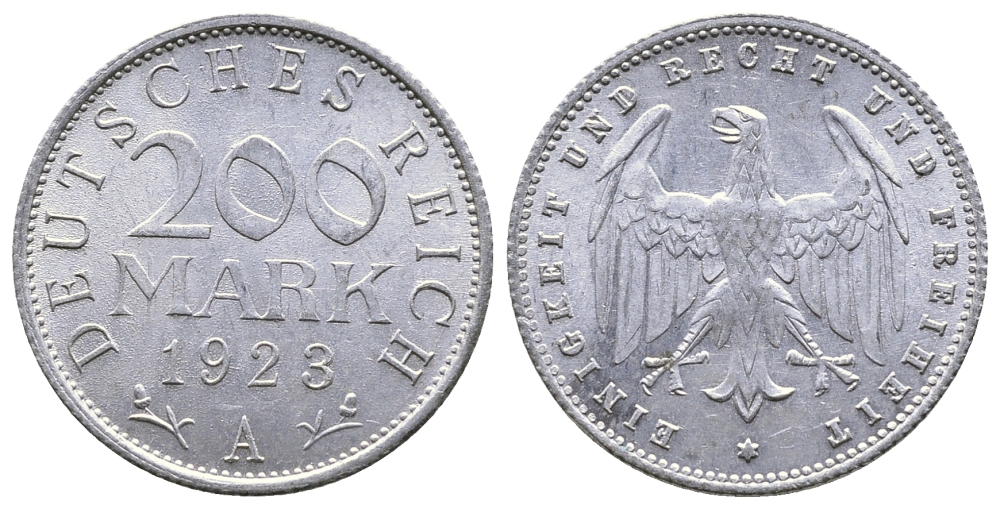 ГЕРМАНИЯ 200 МАРОК 1923 A KM 35, J. 304 алюминий 4380-427