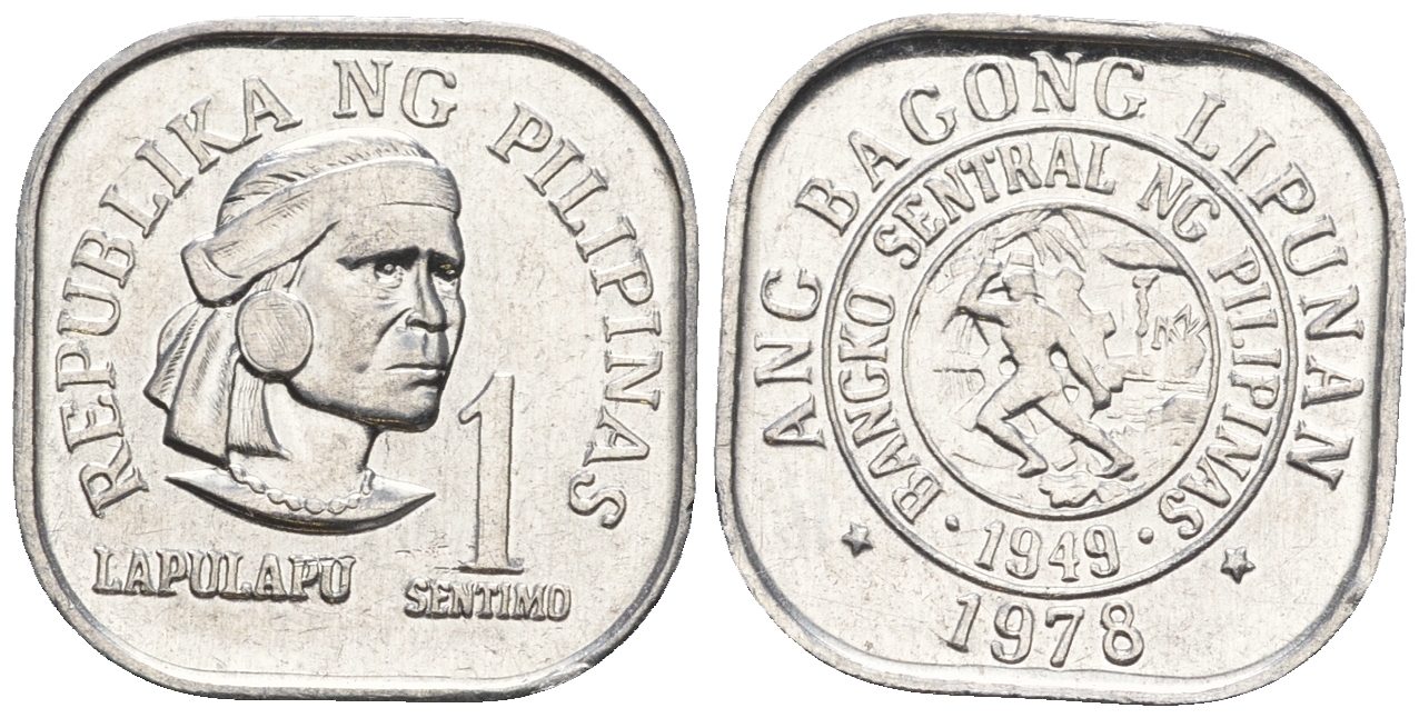 Филиппины 1 сентимо 1978 вождь острова Мактан Лапу-Лапу KM 205 алюминий  UNC  220-1118