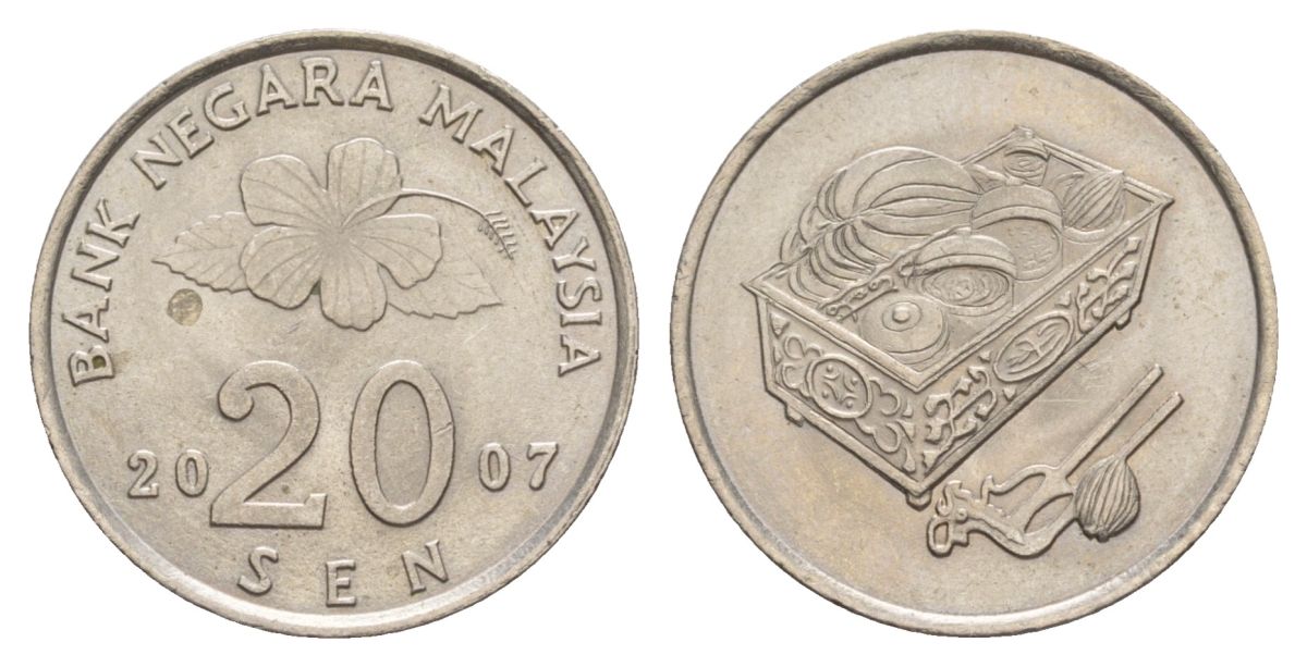 Малайзия 20 сен 2007 KM 52 медно-никель UNC 4633-242