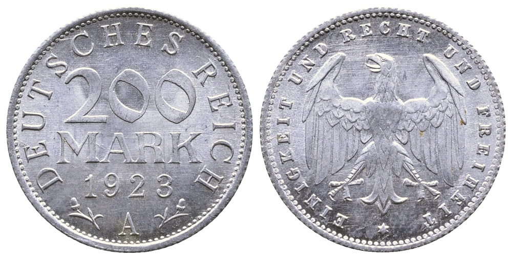ГЕРМАНИЯ 200 МАРОК 1923 A KM 35, J. 304 алюминий 4380-426