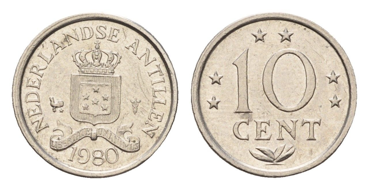 Нидерландские Антильские острова (Нидерландские Антилы) 10 центов 1980 Юлиана (1948-1980) KM 10 никель 4674-1065