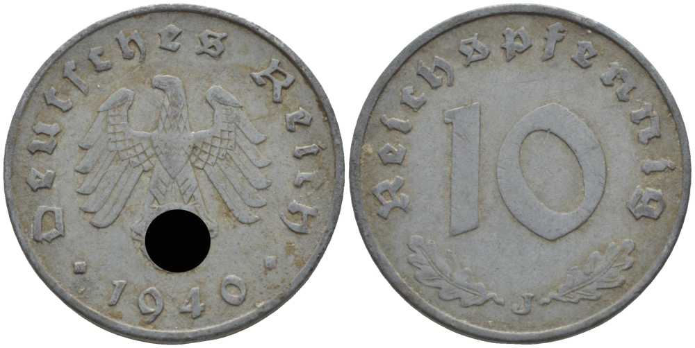 Германия 10 рейхспфеннигов 1940 J KM 101, J. 371 цинк 4401-857