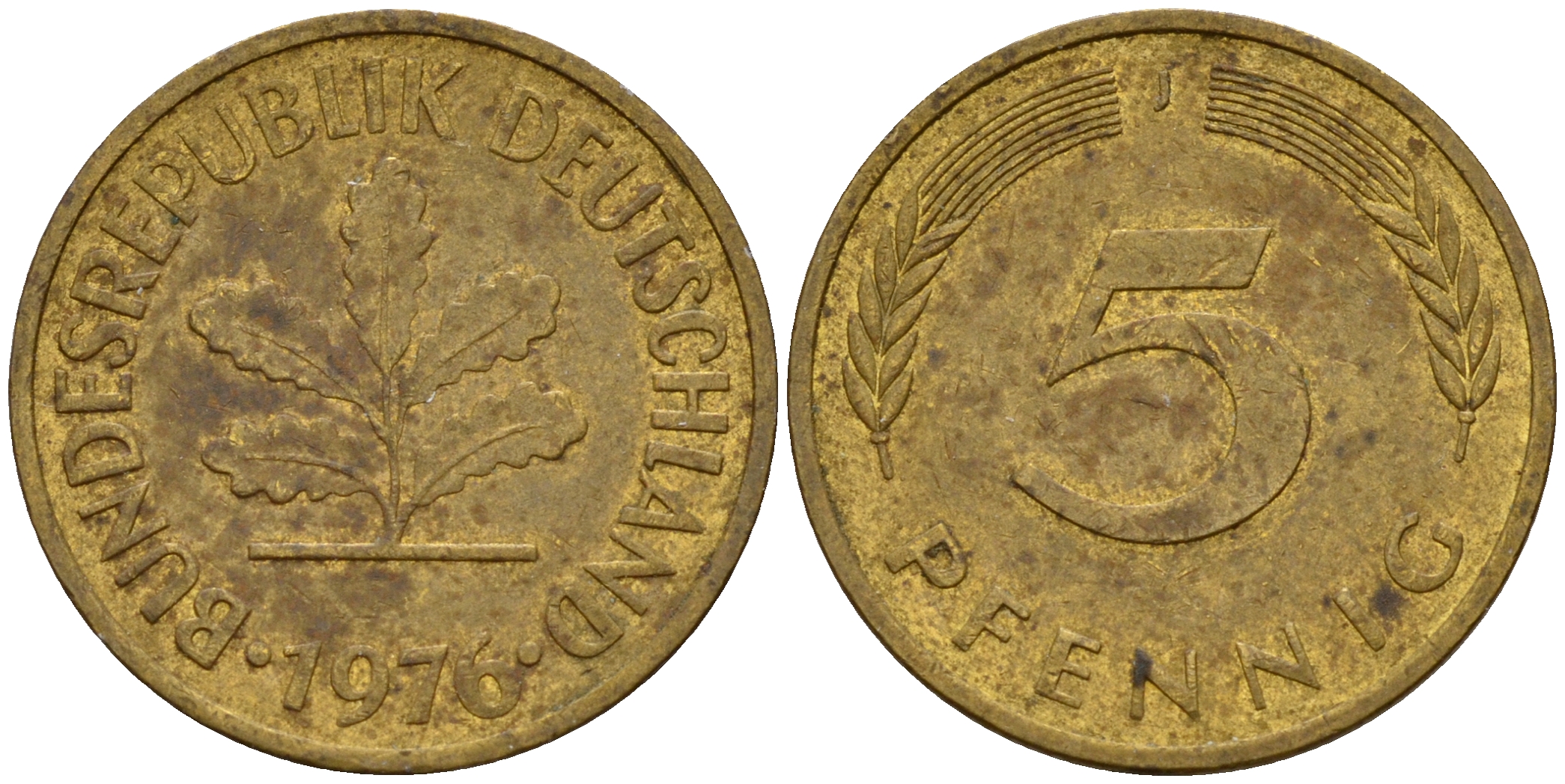 ФРГ 5 пфеннигов 1976 J J.382, KM 107 сталь плакированная латунью    4598-962