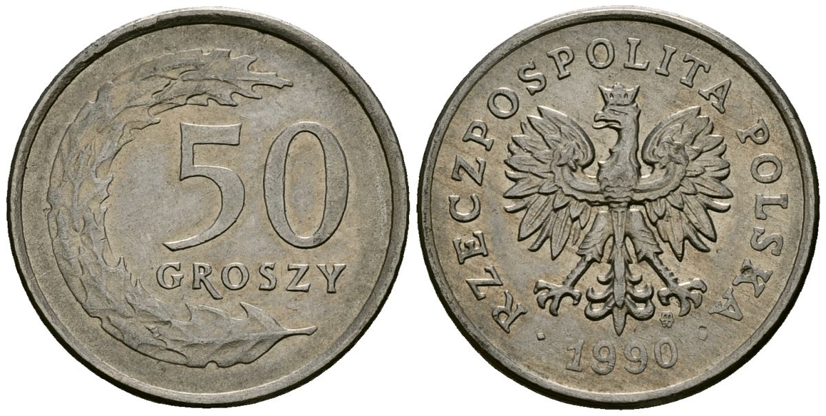 Польша 50 грошей 1990 Y 281 медно-никель 4136-819