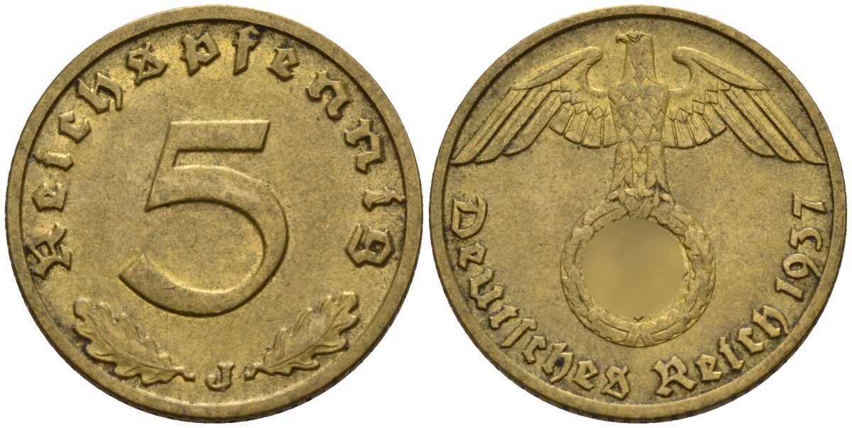 Германия 5 рейхспфеннигов 1937 J KM 91, J. 363 алюминиевая бронза 4151-758