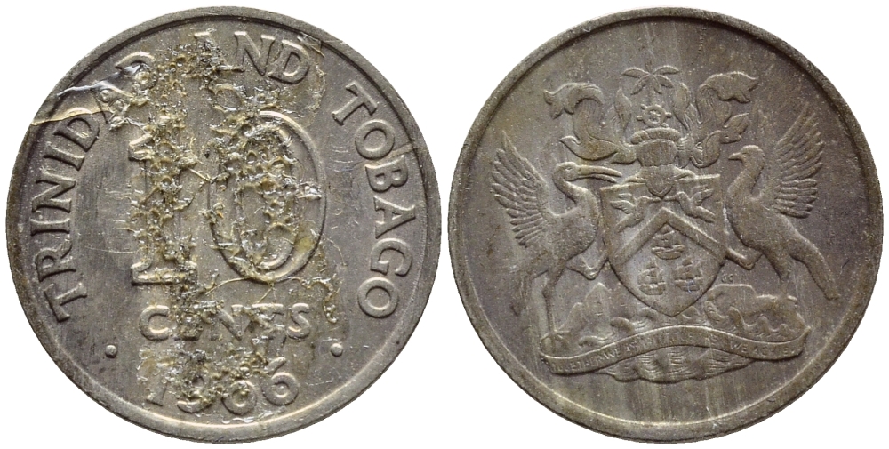 Тринидад и Тобаго 10 центов 1966 герб KM 3 медно-никель 4396-822