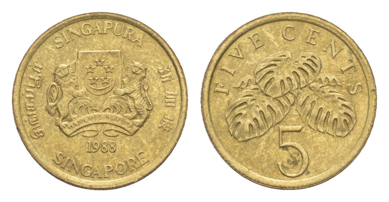 Сингапур 5 центов 1988 KM 50 алюминиевая бронза 4640-519