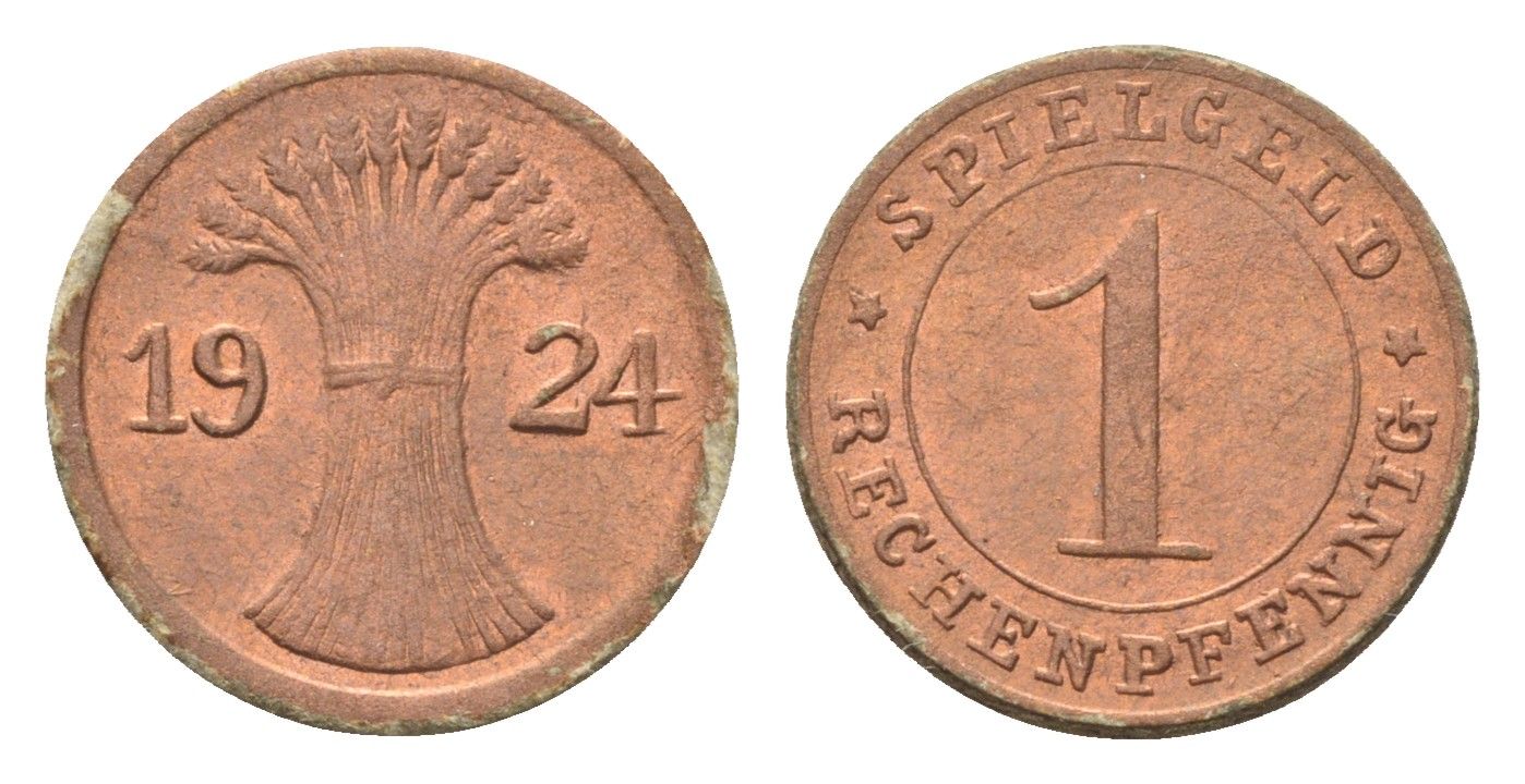 Германия игровой жетон в 1 рентенпфенниг 1924 диаметр 17 мм картон 4702-936