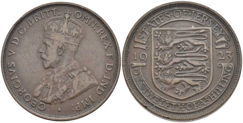 Джерси 1/12 шиллинга 1923 Георг V (1910-1936) KM 14 бронза 3996-435