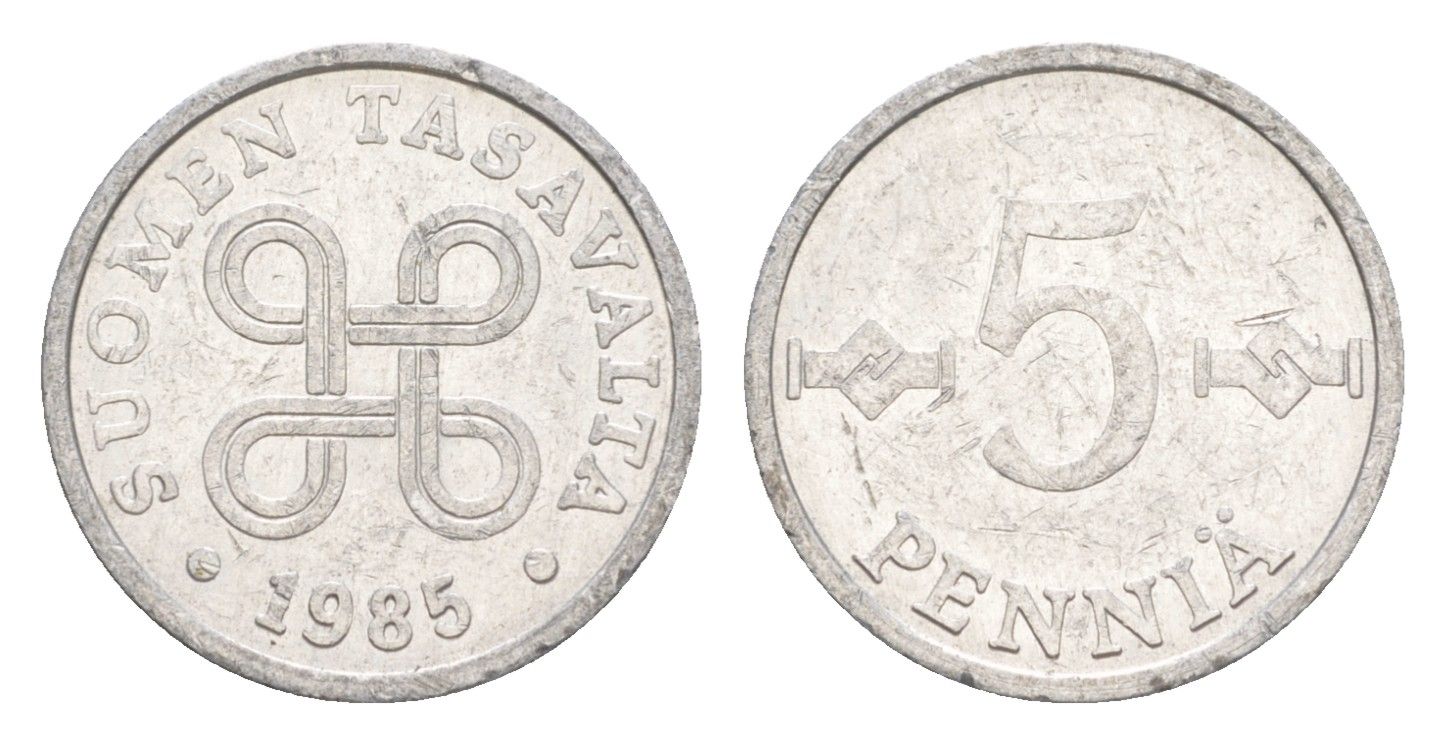 Финляндия 5 пенни 1985 KM 45a алюминий 4647-318