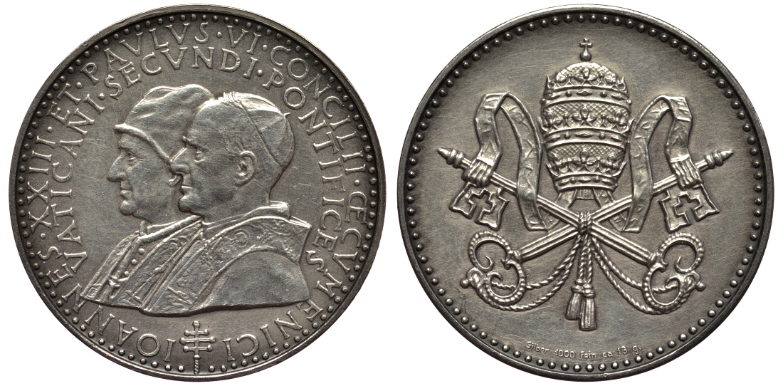 ВАТИКАН МЕДАЛЬ ND ИОАНН XXIII И ПАВЕЛ VI серебро 1521-1423