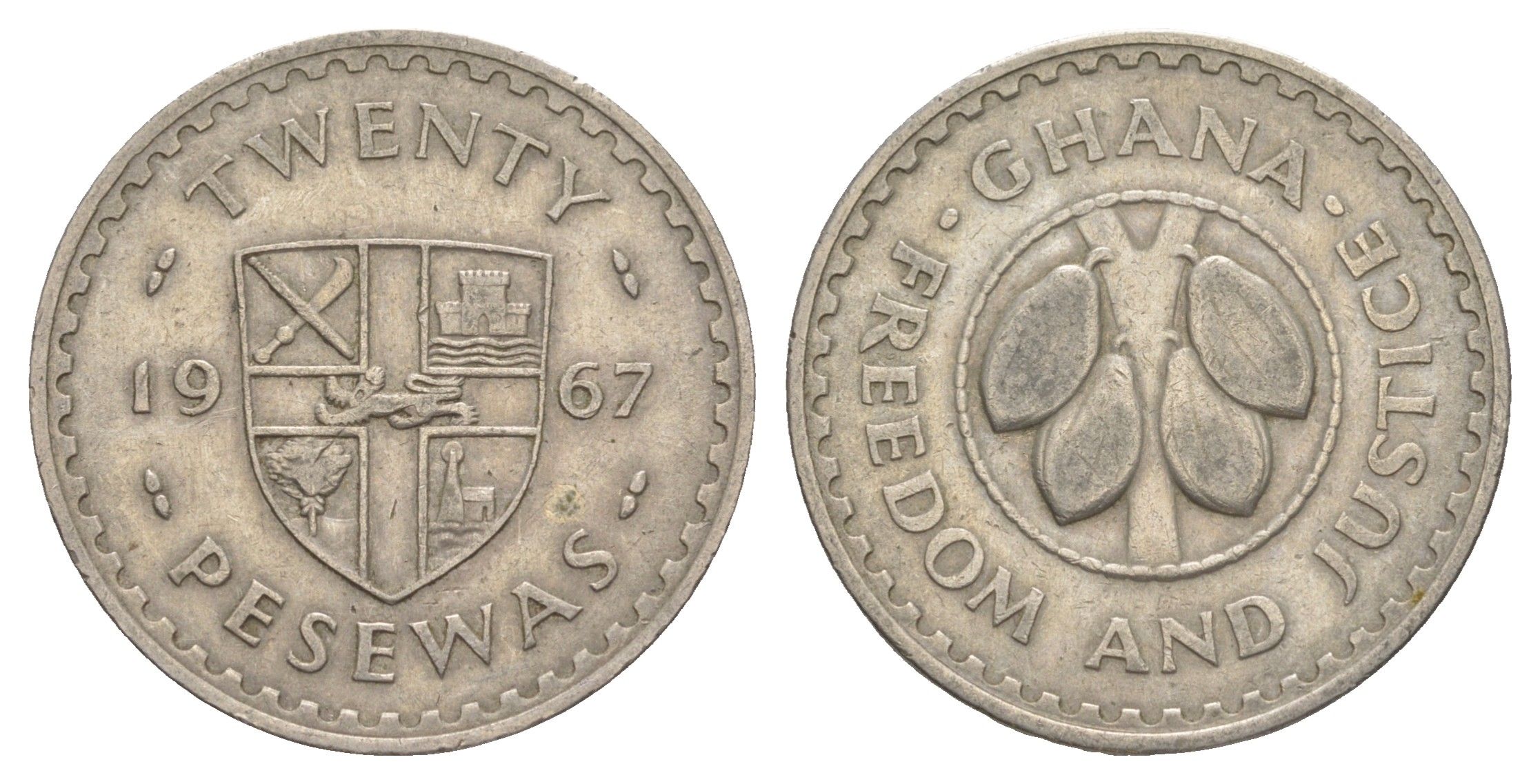 Гана 20 песев 1967 KM 17 медно-никель 4153-1036