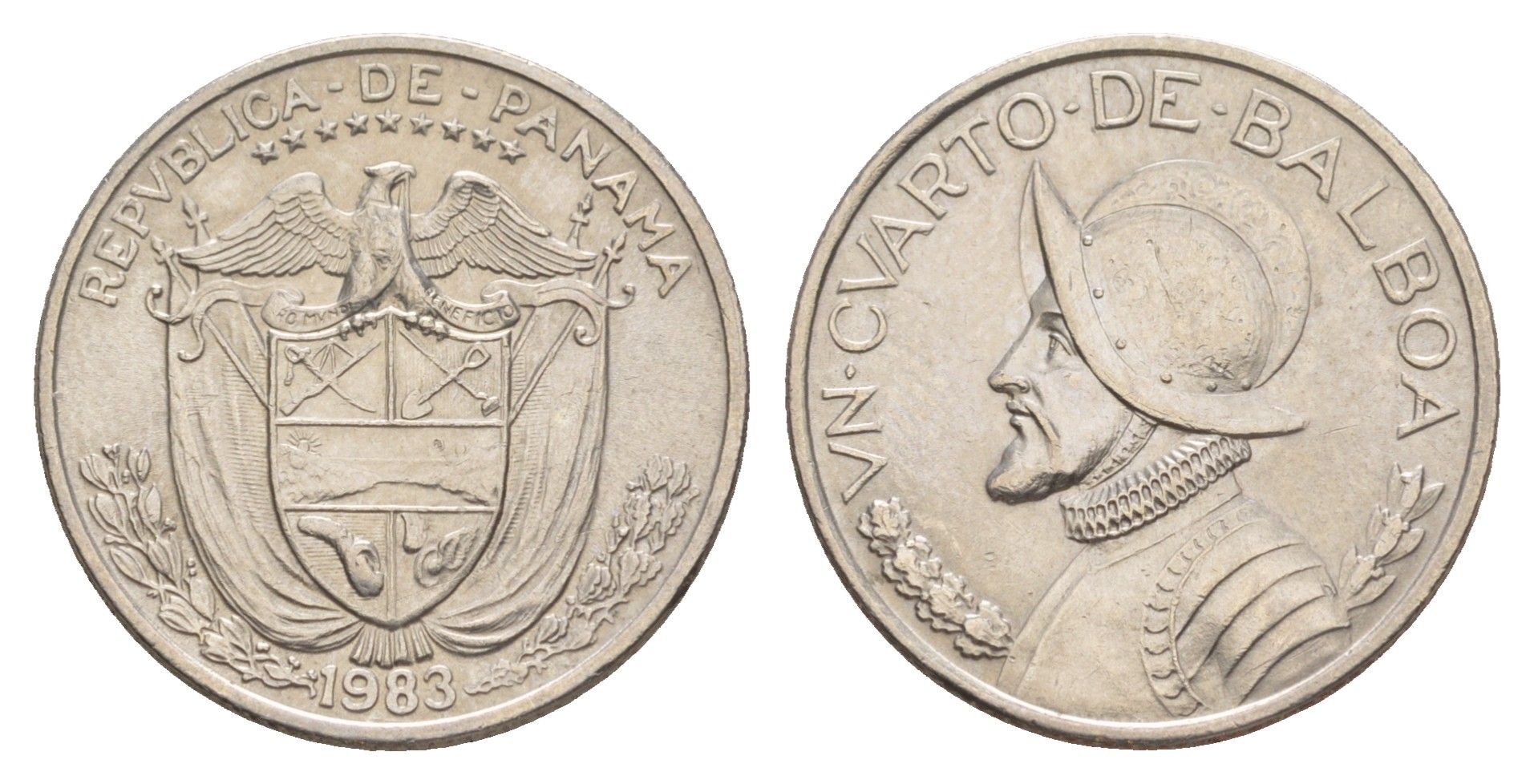 Панама 1/4 бальбоа (25 сентесимо) 1983 KM 11.2a медь плакированная медно-никелем 4642-653