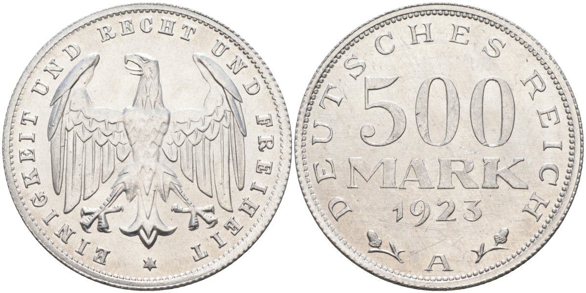 Германия 500 марок 1923 А KM 36, J.305 алюминий UNC 4587-414