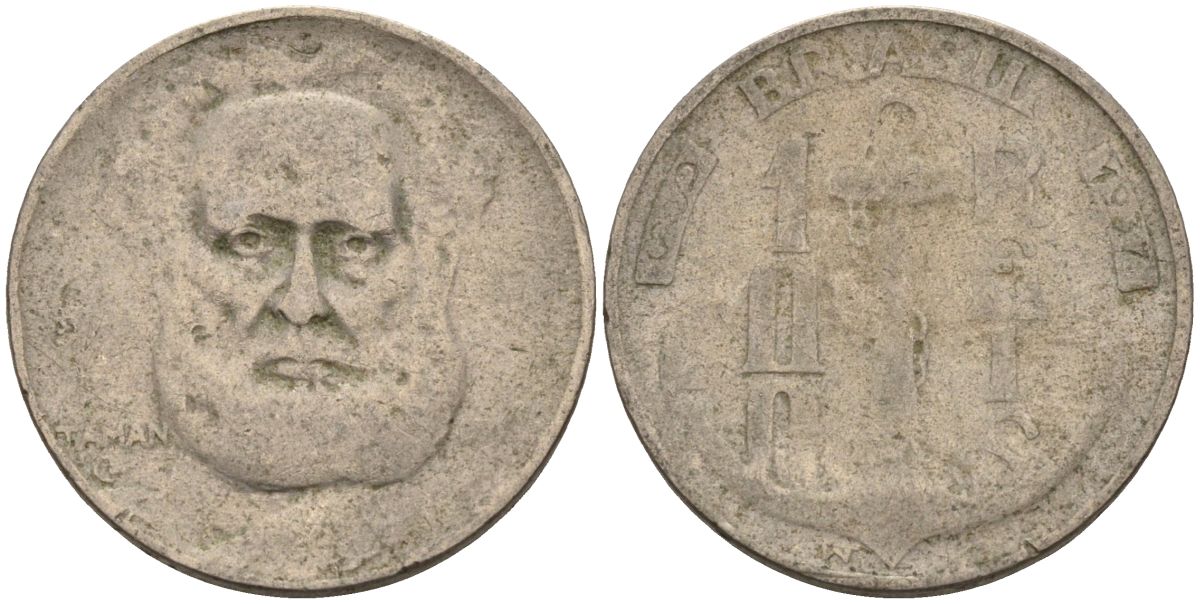 Бразилия 100 рейс 1937 Маркиз Тамандаре KM 536 медно-никель 4115-557