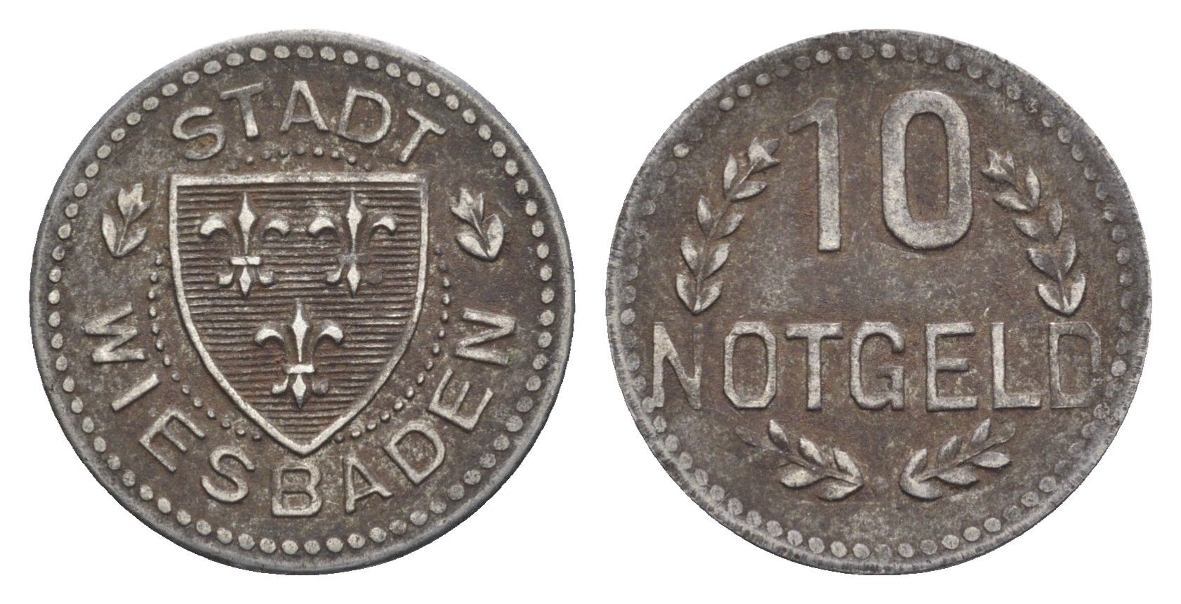 Висбаден 10 пфеннигов ND (1920) Funck 601.3, Men18 34117.3 железо 4528-415