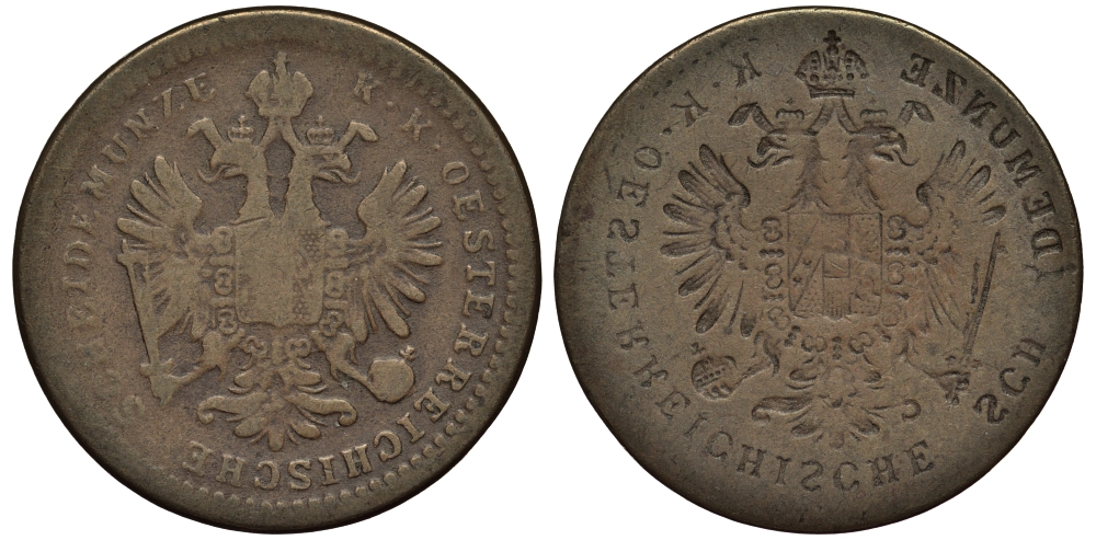 Австрия 1 крейцер ND инкузный брак монетного двора медь 413-4735