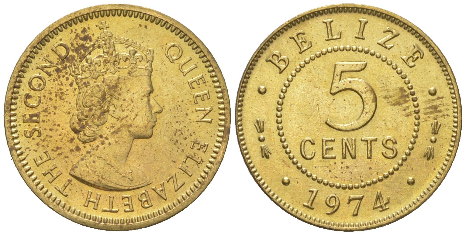 Белиз 5 центов 1974 KM 34 никель латунь UNC 4618-1235