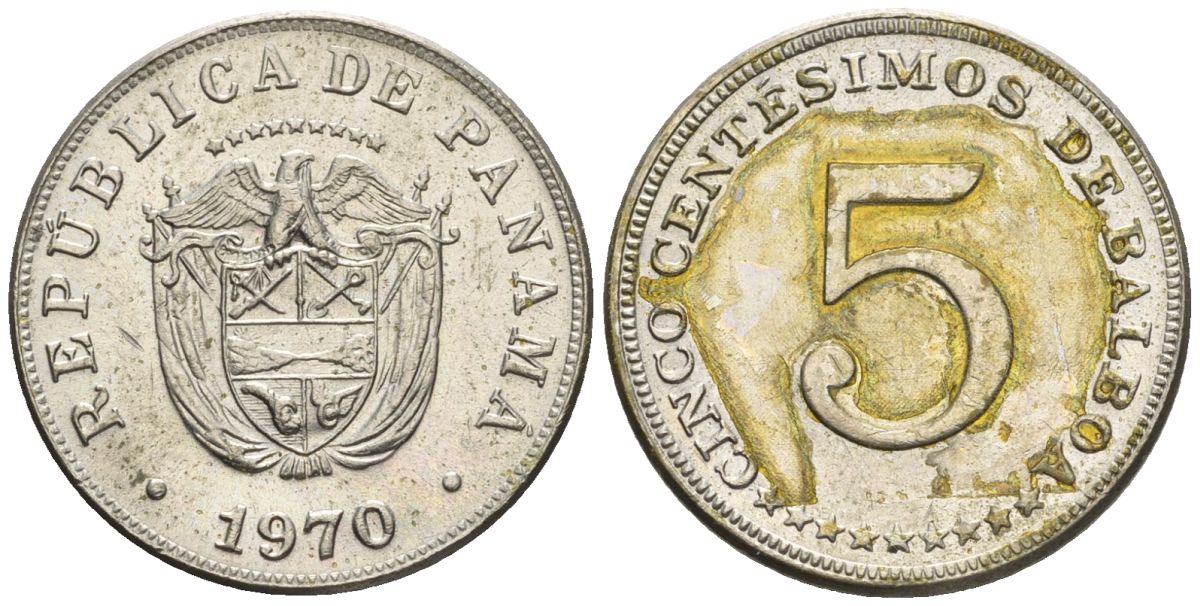 Панама 5 сентесимо 1970  KM 23.2 медно-никель    4610-322