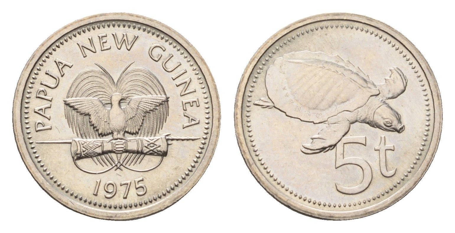 Папуа - Новая Гвинея 5 тойя 1975 KM 3 медно-никель UNC 4669-324