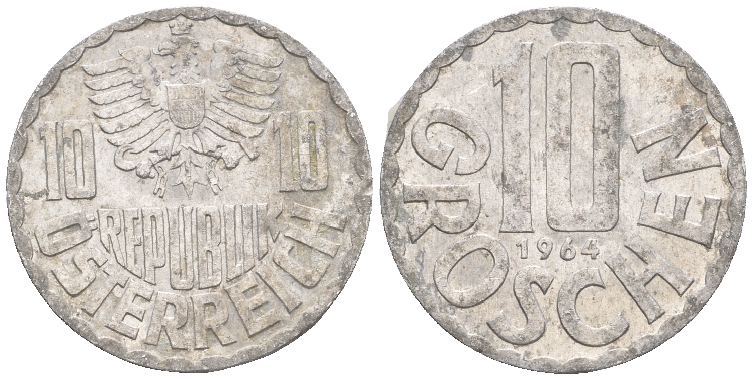 Австрия 10 грошей 1964 KM 2878 алюминий 60-815