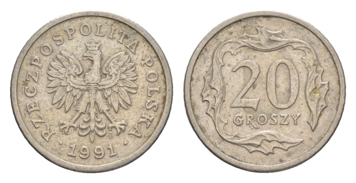 Польша 20 грошей 1991 Y 280 медно-никель 4625-1139