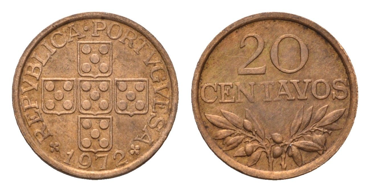 Португалия 20 сентаво 1972 KM 595 бронза 4674-755