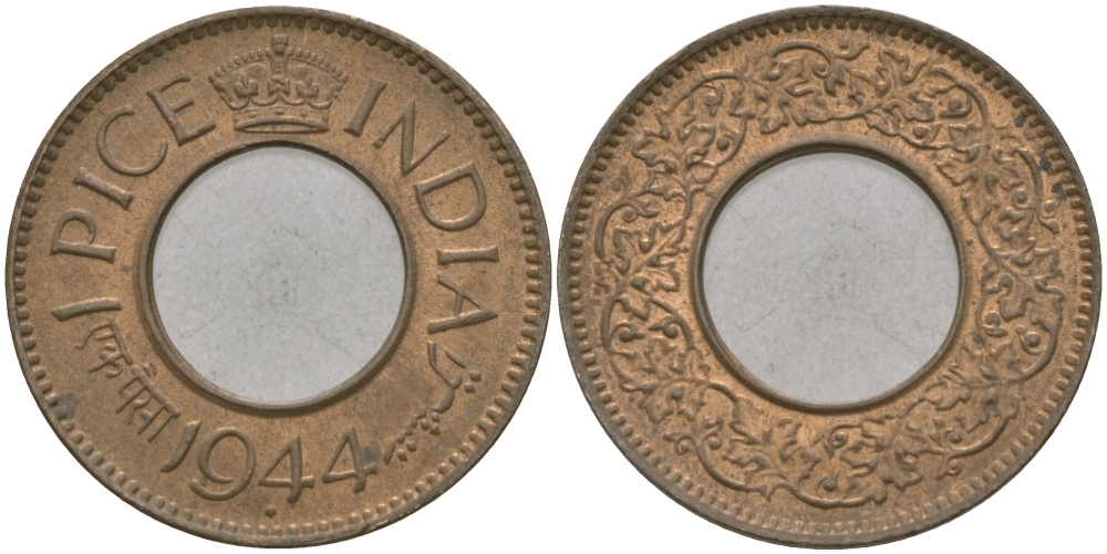 Британская Индия 1 пайс 1944 Георг VI (1936-1952) KM 533 бронза 33-1022