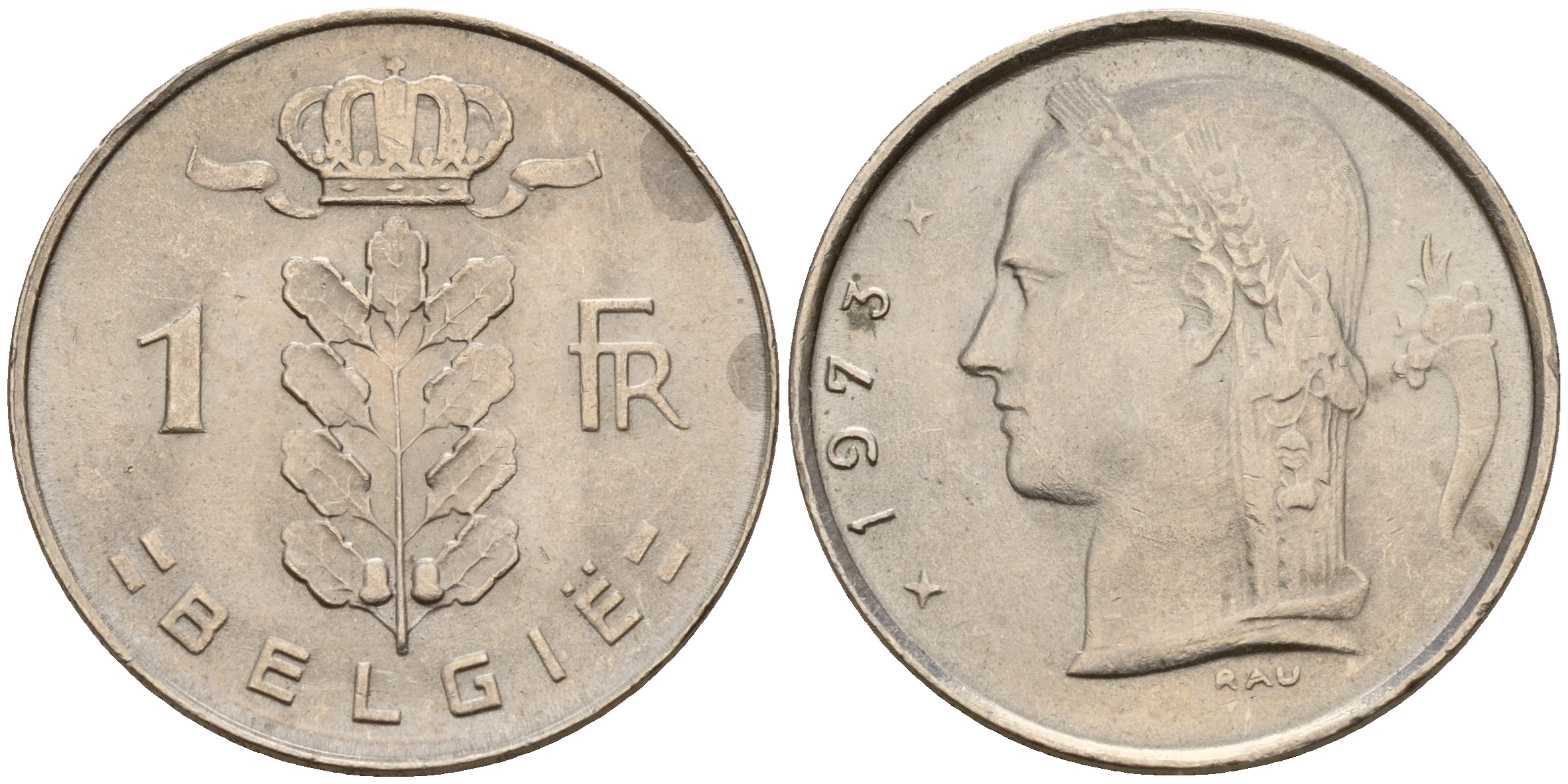 Бельгия 1 франк 1973 Belgie KM 143.1 медно-никель  UNC  4187-155