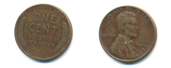 США 1 ЦЕНТ 1942 D ЛИНКОЛЬН KM 132 бронза 76-149