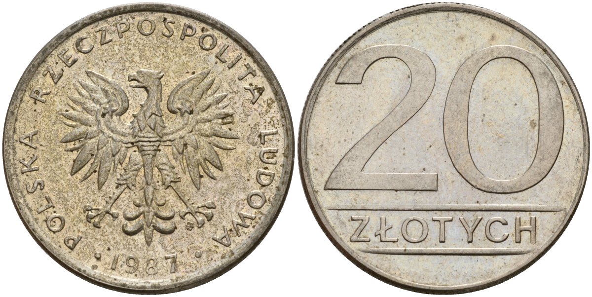 Польша 20 злотых 1987 MW Y 153.1 медно-никель 4187-721