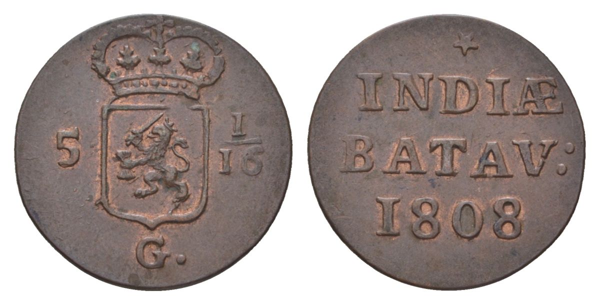 Нидерландская Восточная Индия, Голландия (Holland) 1 дуит 1808 KM 76 медь 4623-1139