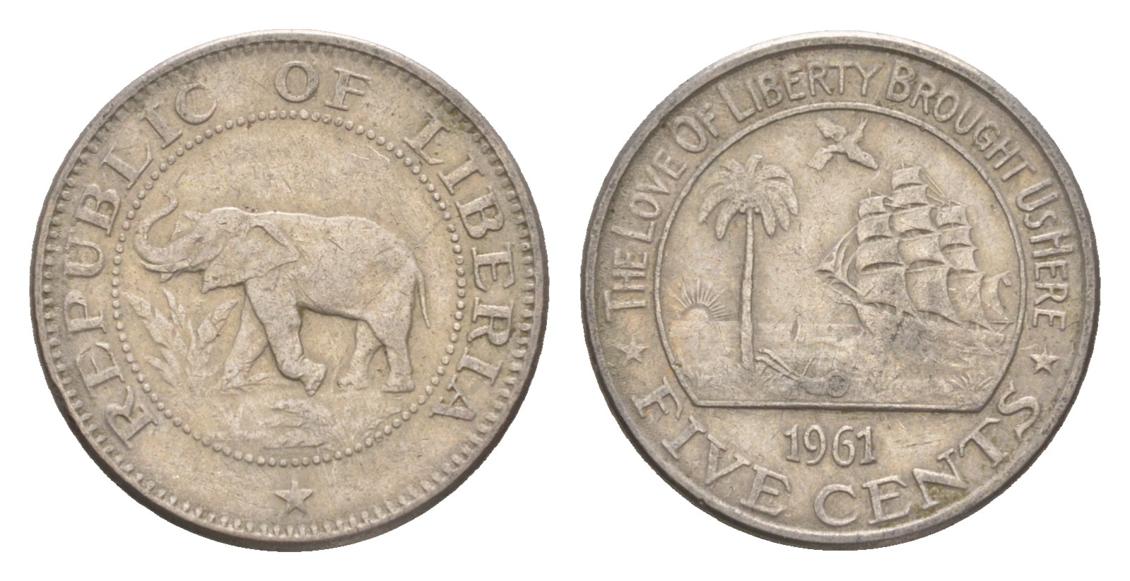 Либерия 5 центов 1961 KM 14 медно-никель 4659-453