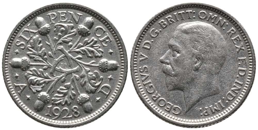 Великобритания 6 пенсов 1928 Георг V (1910-1936) KM 832, Spink 4040 серебро 201-111
