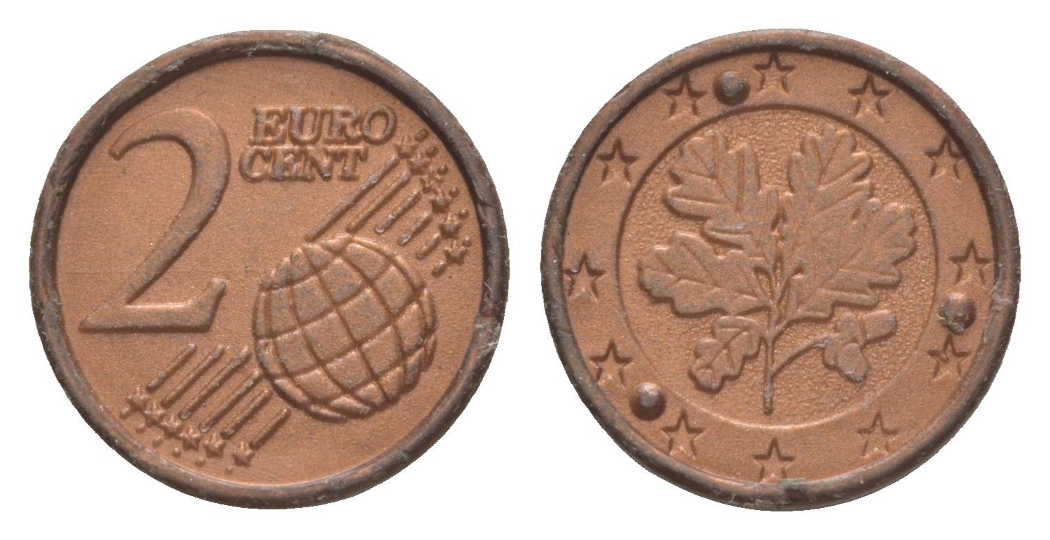Европа игровой жетон в "2 евроцентА" ND диаметр 18 мм, вес 0,3 гр пластик 4613-955